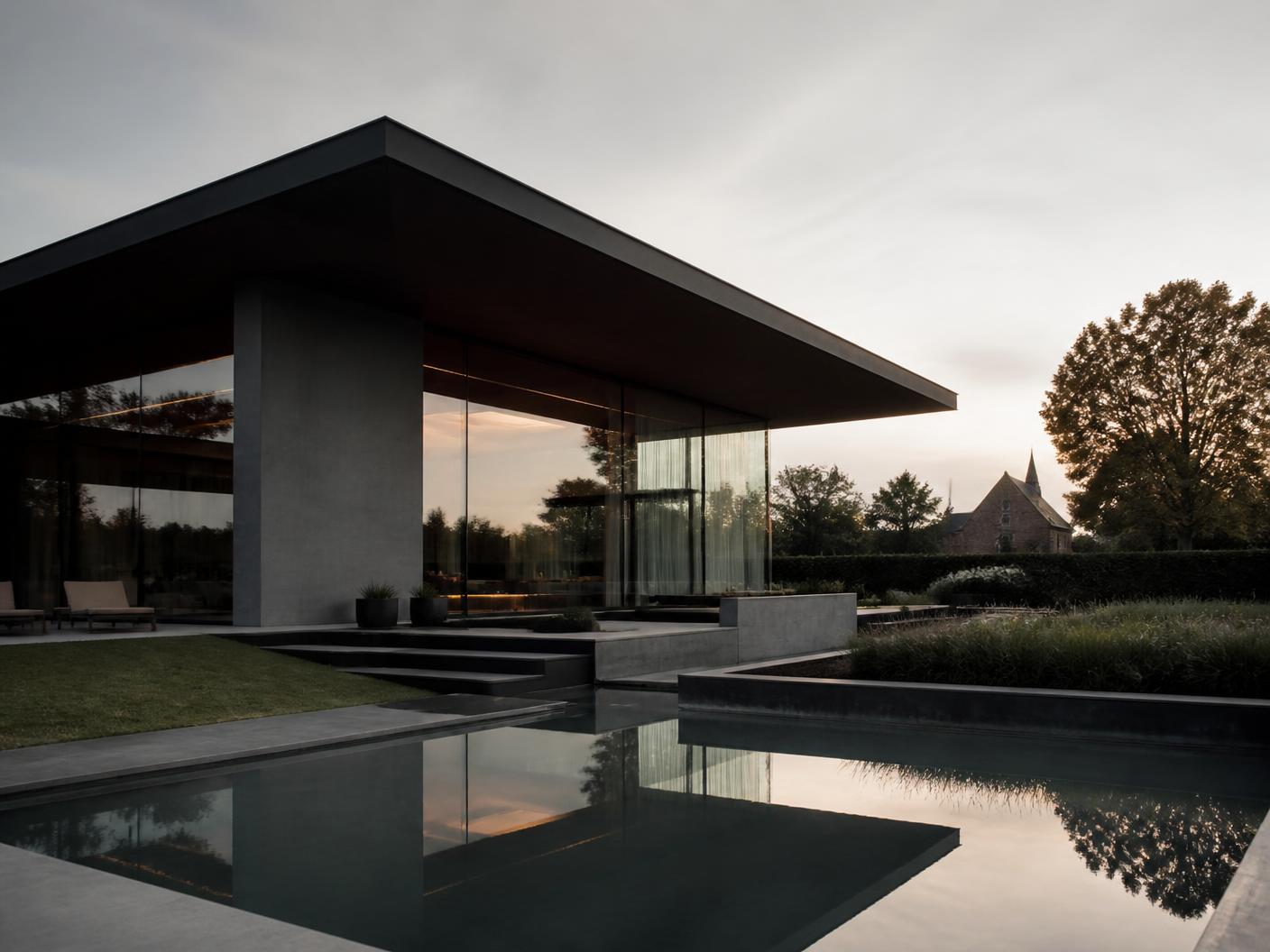 Architecture contemporaine épurée dans une lumière douce