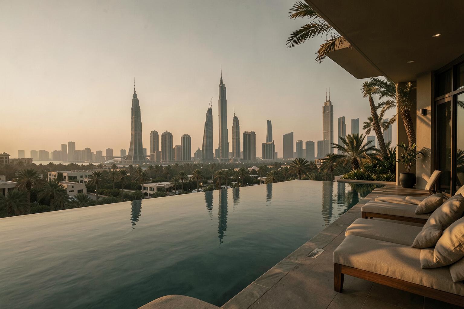 Skyline de Dubaï au crépuscule